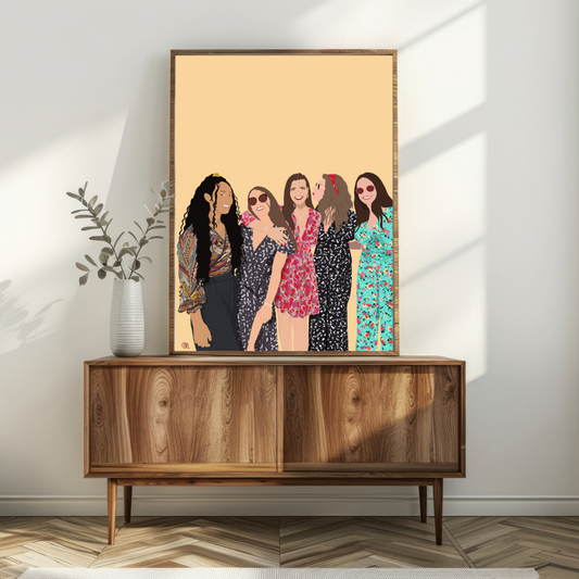 Illustration Détaillée - Personnes & fond uni